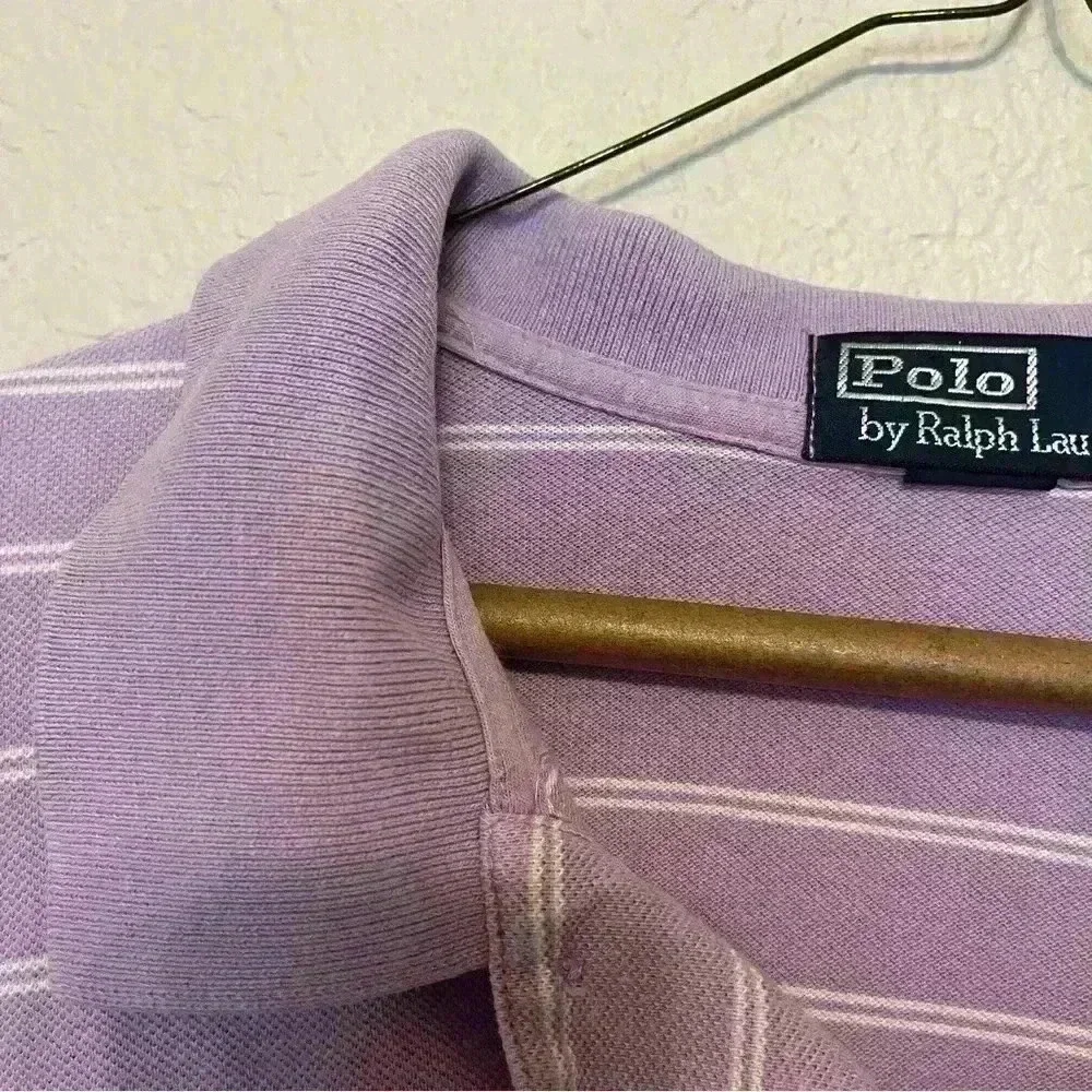 Ralph Lauren Polo Lavender and White Stripe Short Sleeve Men's Size XL